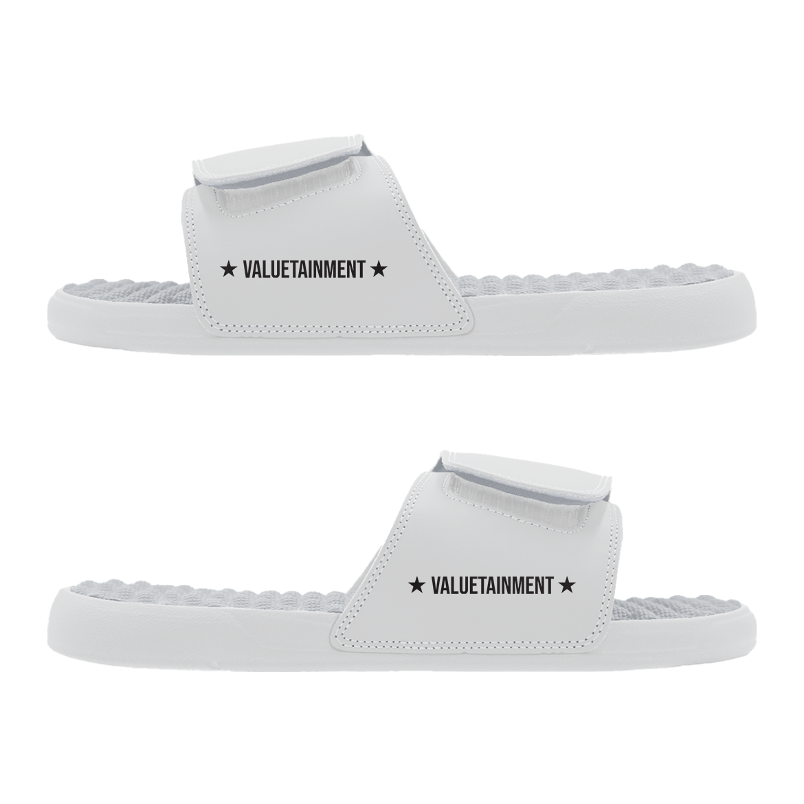 Valuetainment Business Is War White Camo Comfort Slides