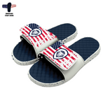 Team USA Lion Shield White and Navy Distressed Comfort Slides