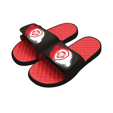 Future Looks Bright Black and Red Splash Print Comfort Slides
