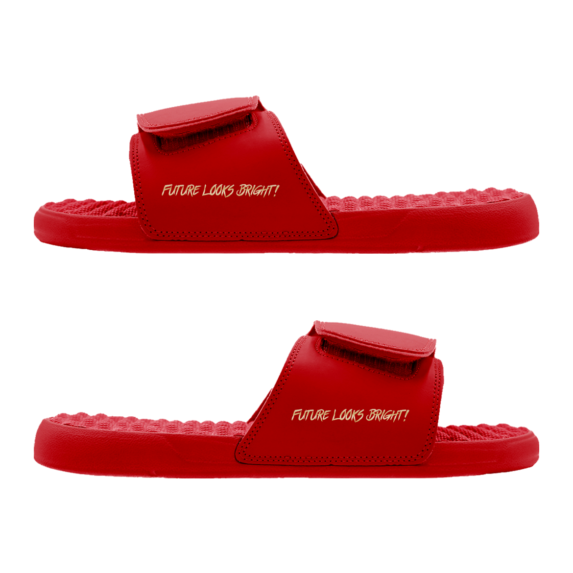 Future Looks Bright Sleek Lion Shield Red and Gold Comfort Slides