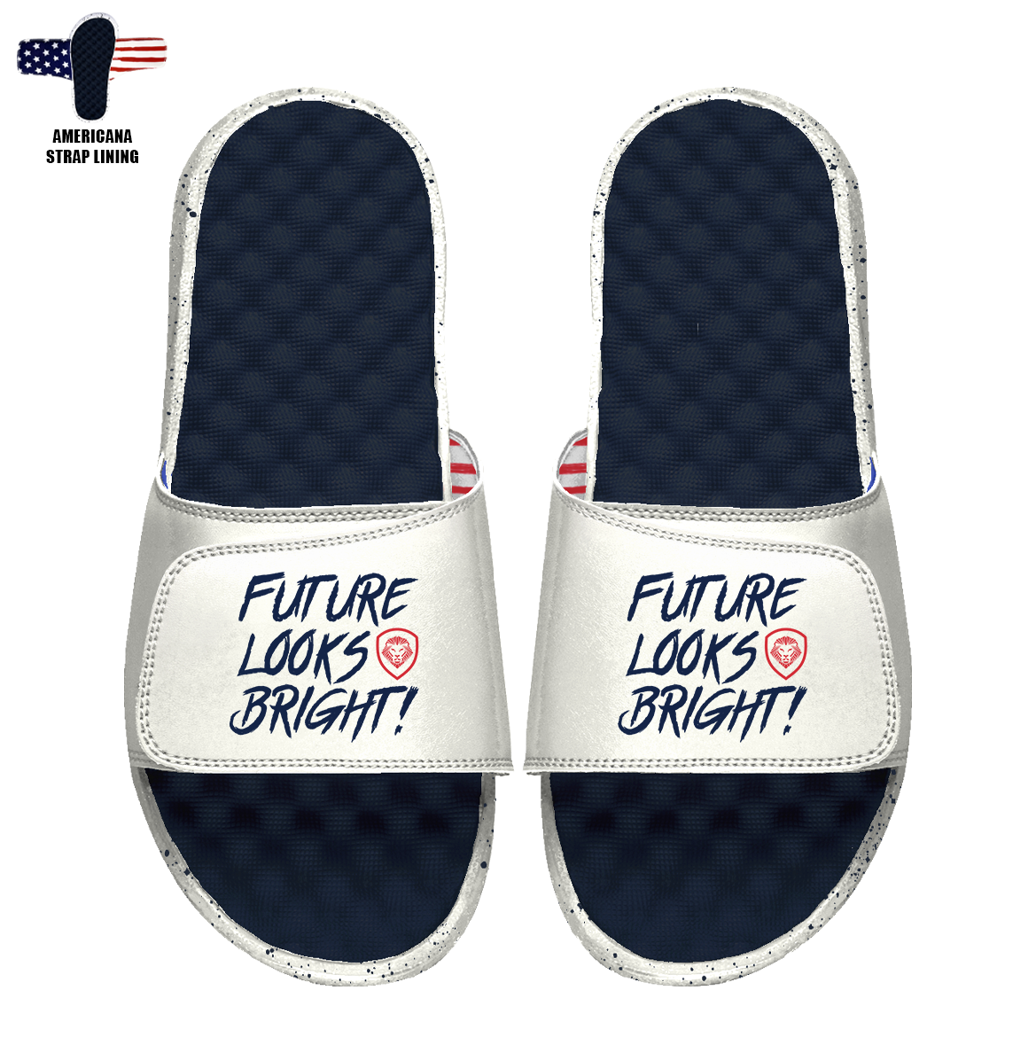 Team USA Future Looks Bright White and Navy Comfort Slides