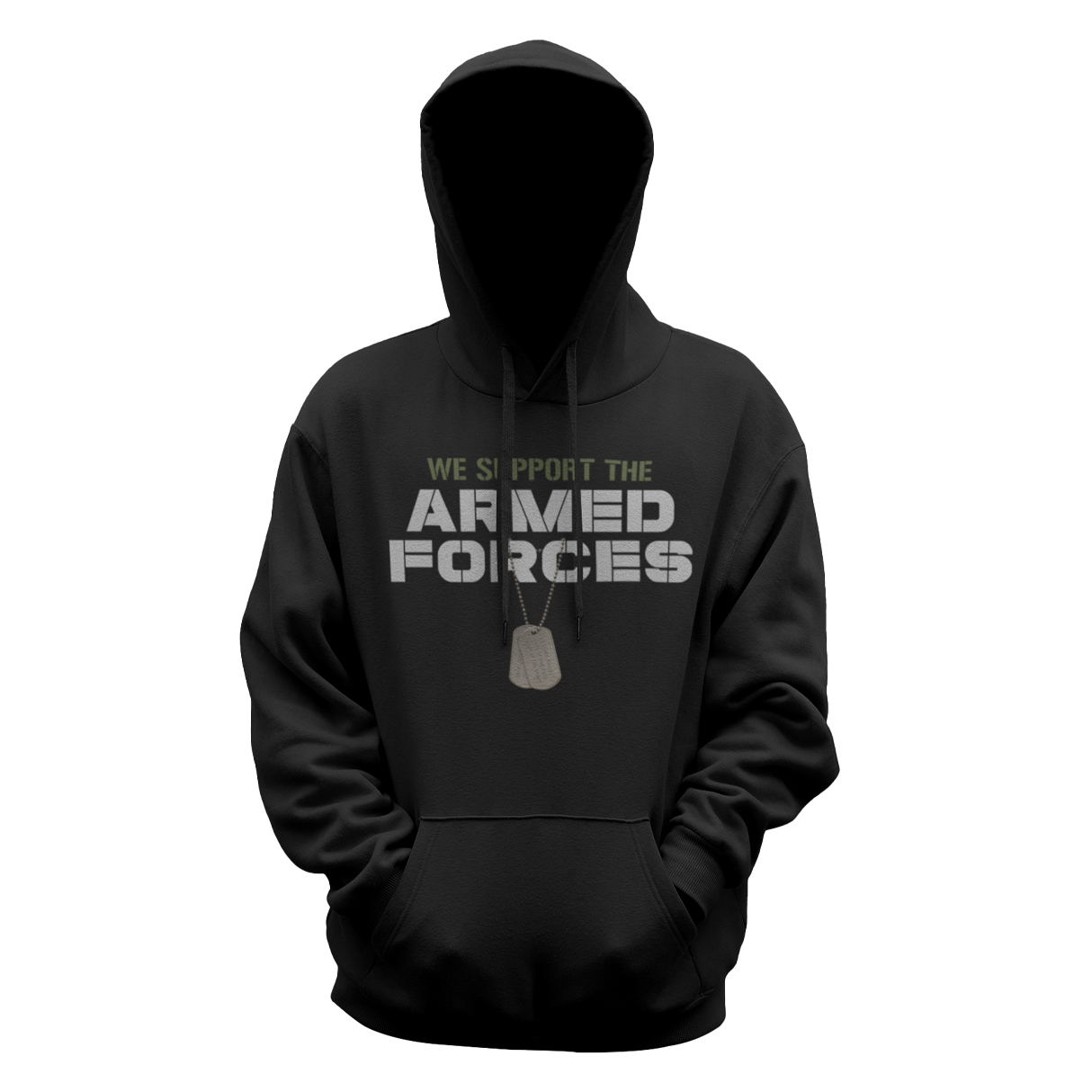 Armed Forces Dog Tag Black Hoodie