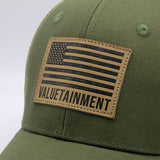 Valuetainment American Flag Army Green Mesh Snapback hat