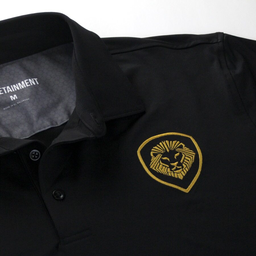 Lion Shield Black & Gold Short Solid Sleeve Polo (Classic Fit)