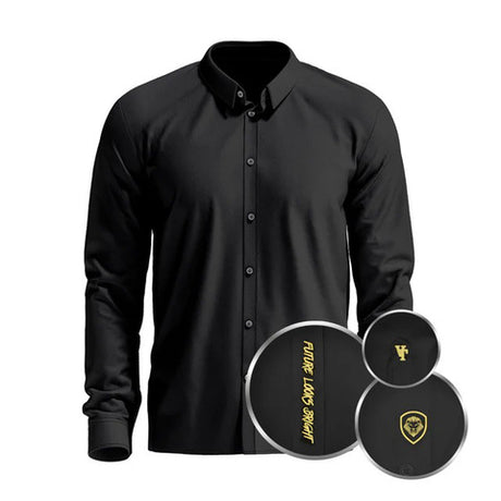 Valuetainment Men's Black Tencel Long Sleeve Button Down Shirt (Classic Fit)