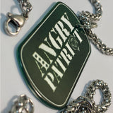 Angry Patriot Dog 25" Stainless Steel Dog Tag Necklace