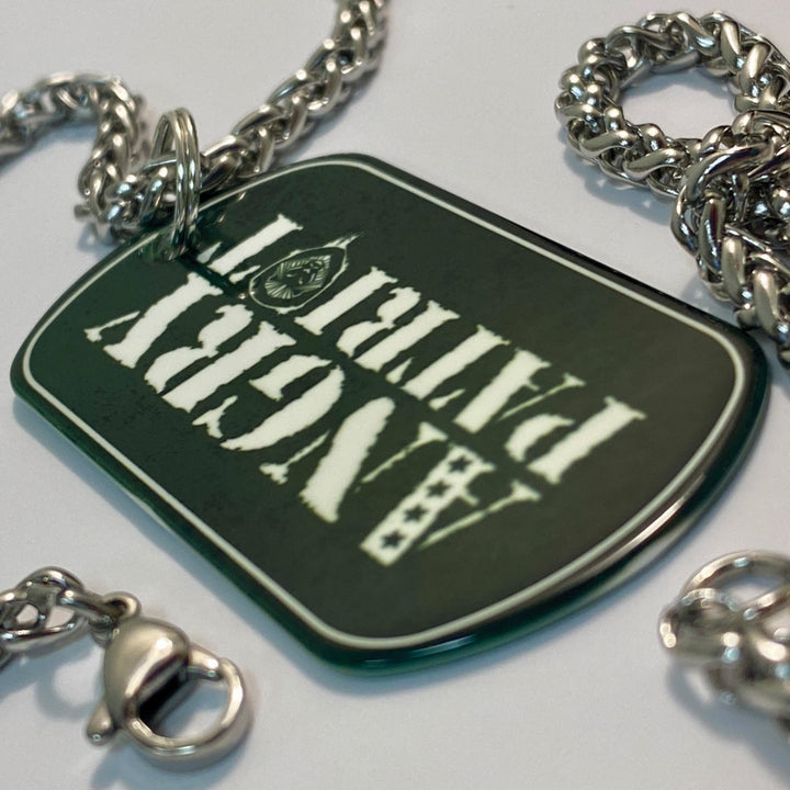 Angry Patriot Dog 25" Stainless Steel Dog Tag Necklace