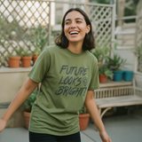 Future Looks Bright New Army Green & Black Raised Embossed Print Performance Short Sleeve T-Shirt