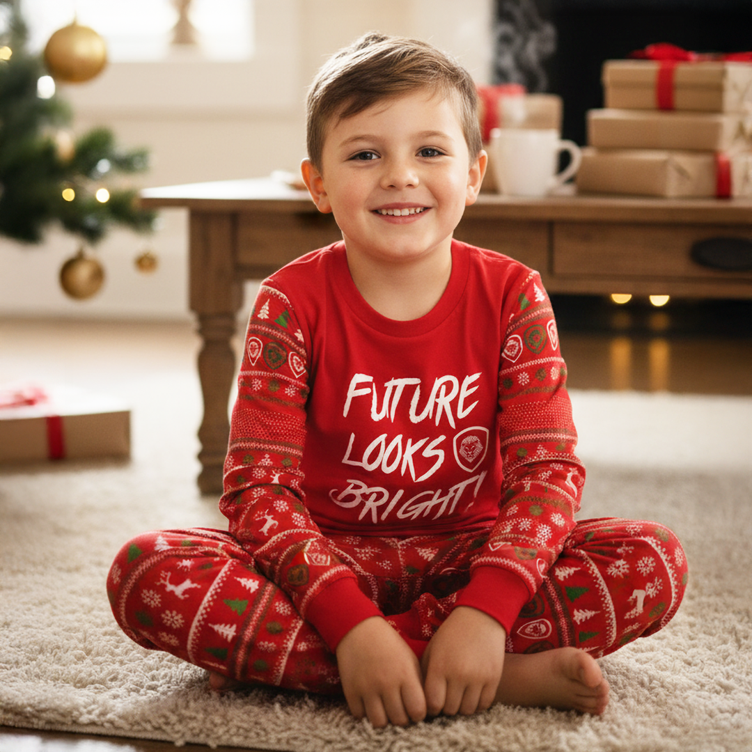 Kid's Future Looks Bright Christmas Pajamas Top & Bottom Set