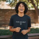 Future Looks Bright fully embroidered Navy & Silver Print Performance Short Sleeve T-Shirt