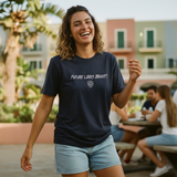 Future Looks Bright fully embroidered Navy & Silver Print Performance Short Sleeve T-Shirt