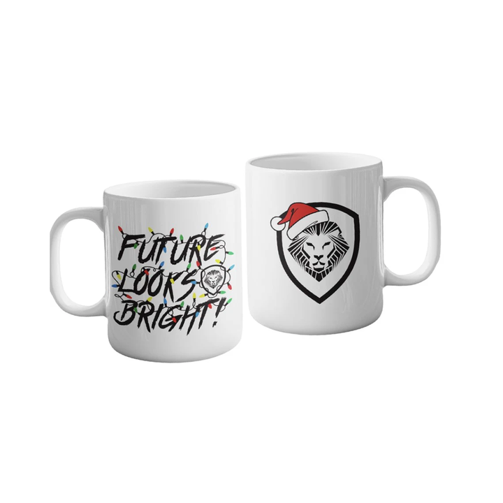 Future Looks Bright Christmas Santa Hat Black Mug